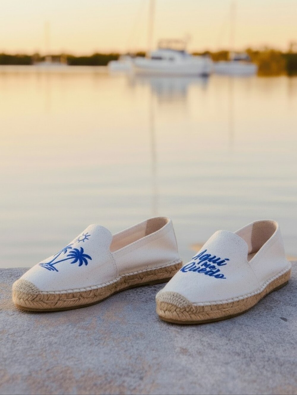 Soludos Tropical Embroidered Espadrilles Flats Aqui Me Quedo Palm Tree Shoes 10